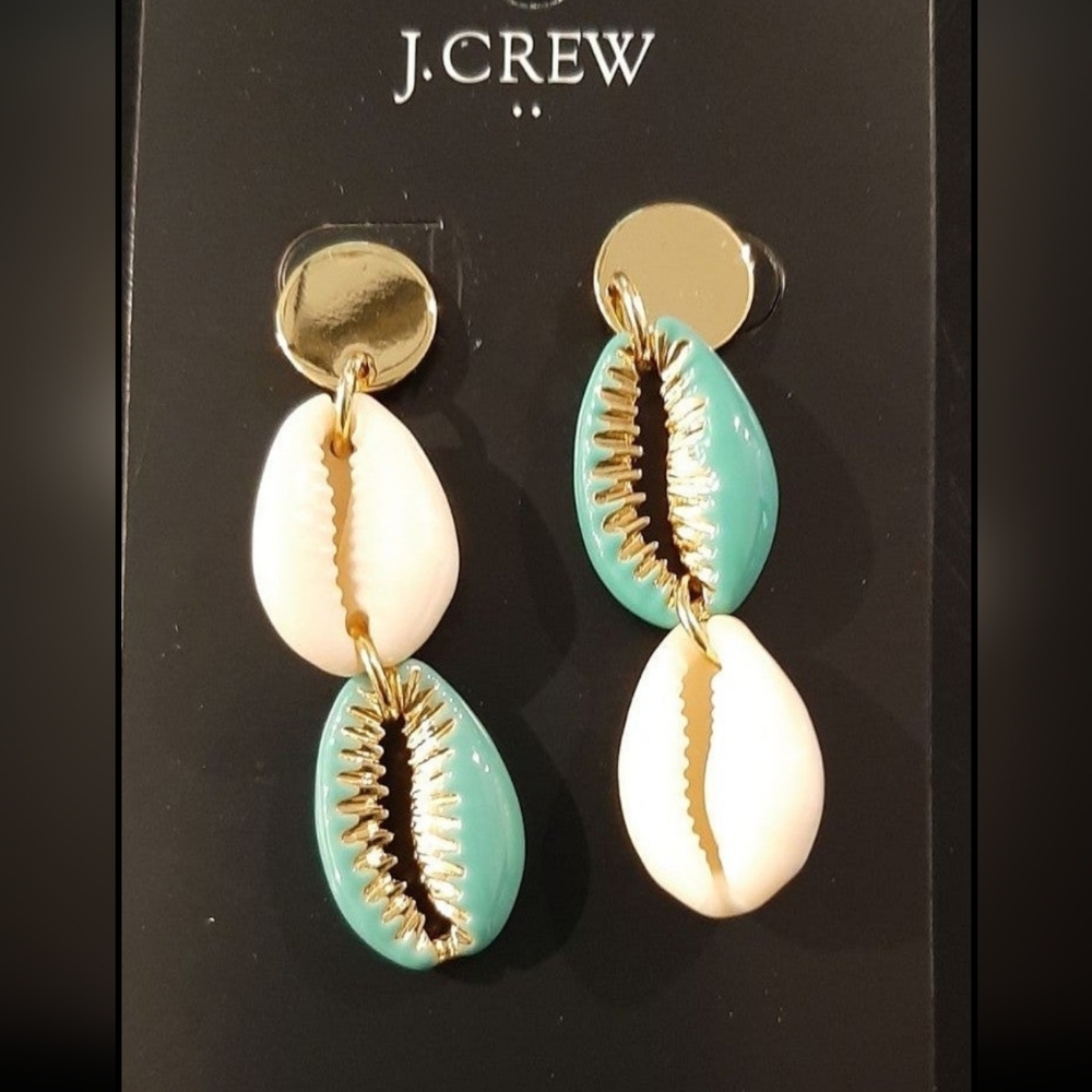 J. Crew Aqua Shell Drop Earrings